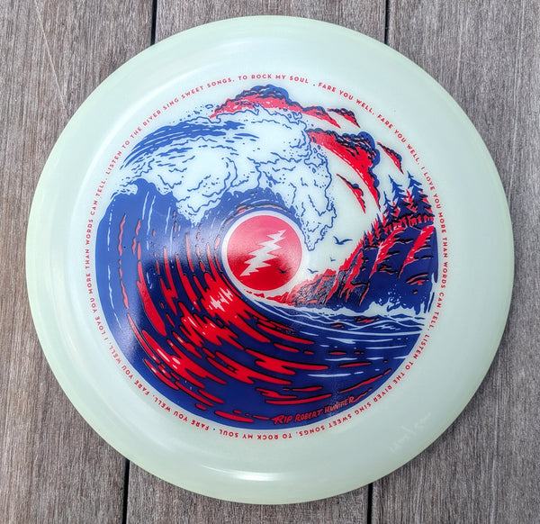 BROKEDOWN RIP ROBERT HUNTER Poster Art Frisbee 175gm glow / grateful dead