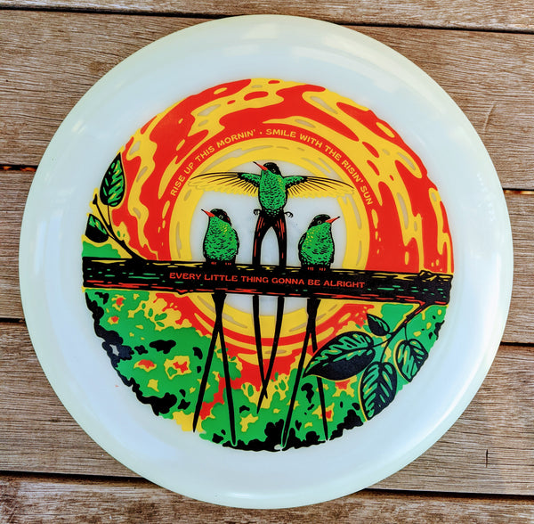 THREE LITTLE BIRDS LE Poster Art Frisbee 175gm glow / Bob Marley