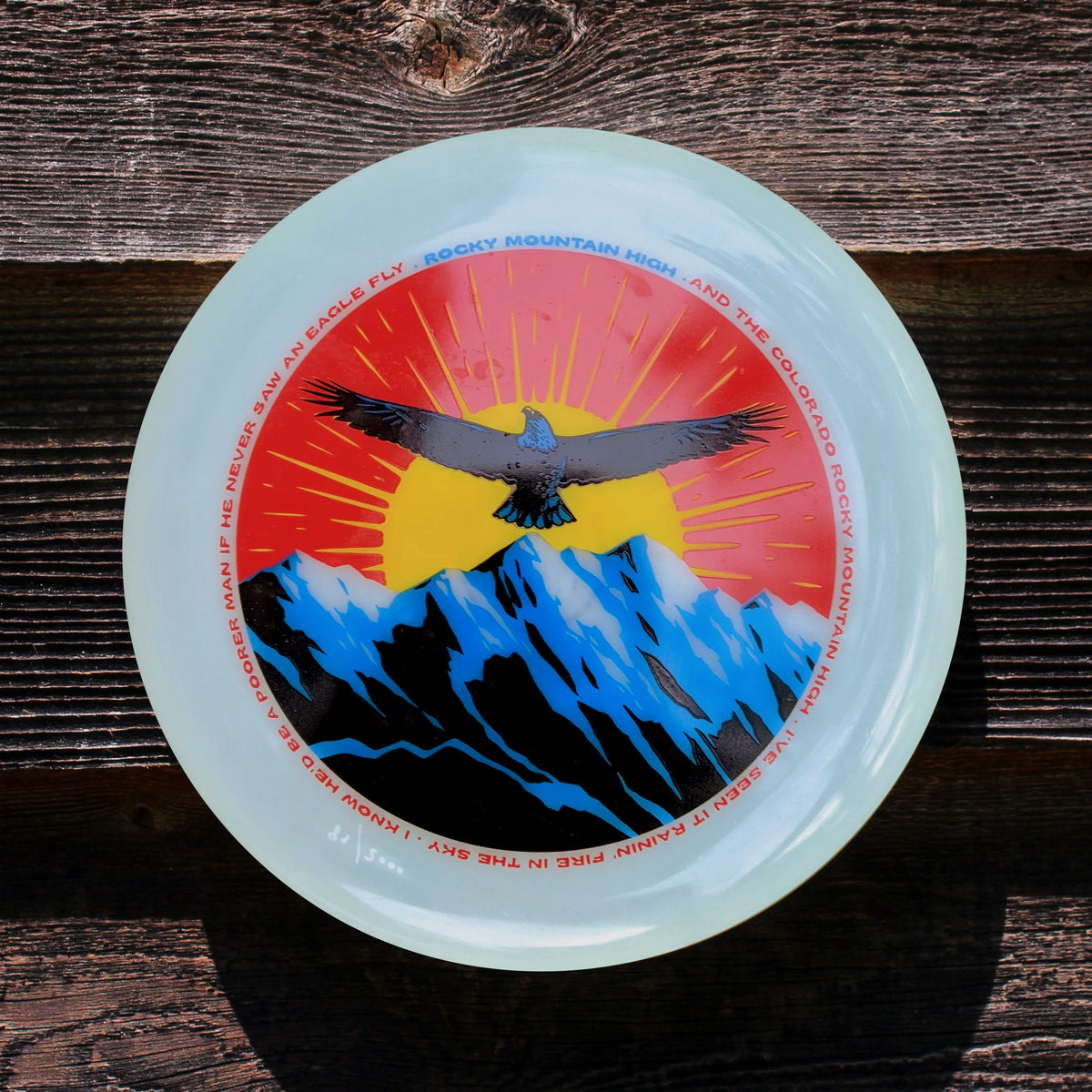 ROCKY MOUNTAIN HIGH Poster Art Frisbee 175gm glow / john denver | Funn ...